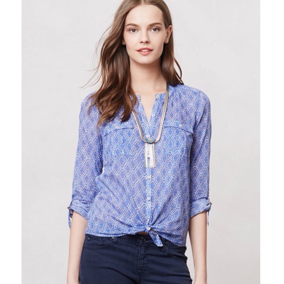 Anthropologie Tops - Holding Horses Zellige Buttondown Top Size 8 Blue